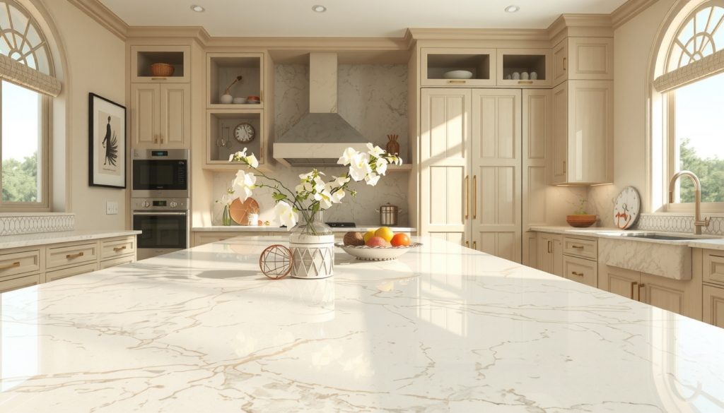 classic and luxurious polished quartzite kitchen